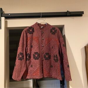 Floral Embroidered Women's Reversible Jacket. Made in India 100% cotton.